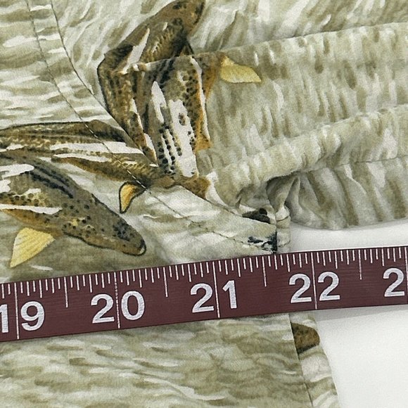 Columbia Shirt Men M Multicolor Fish Short Sleeve Pocket Button Up River Lodge - Picture 10 of 10